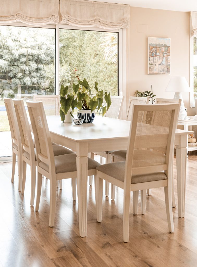 mesa comedor y sillas lacadas blanco